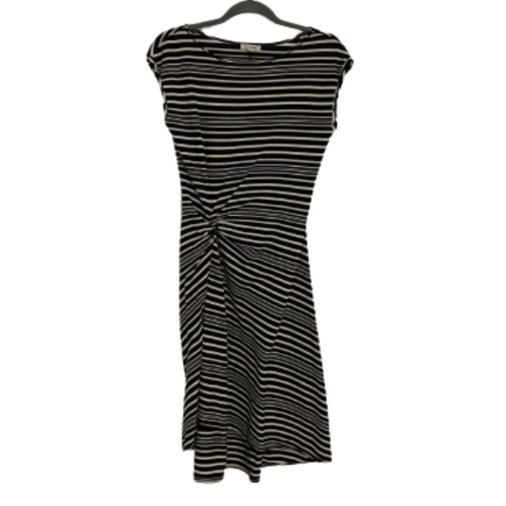 Max Studio | Flattering Stripe Dress with Side Twist and High Low Hem